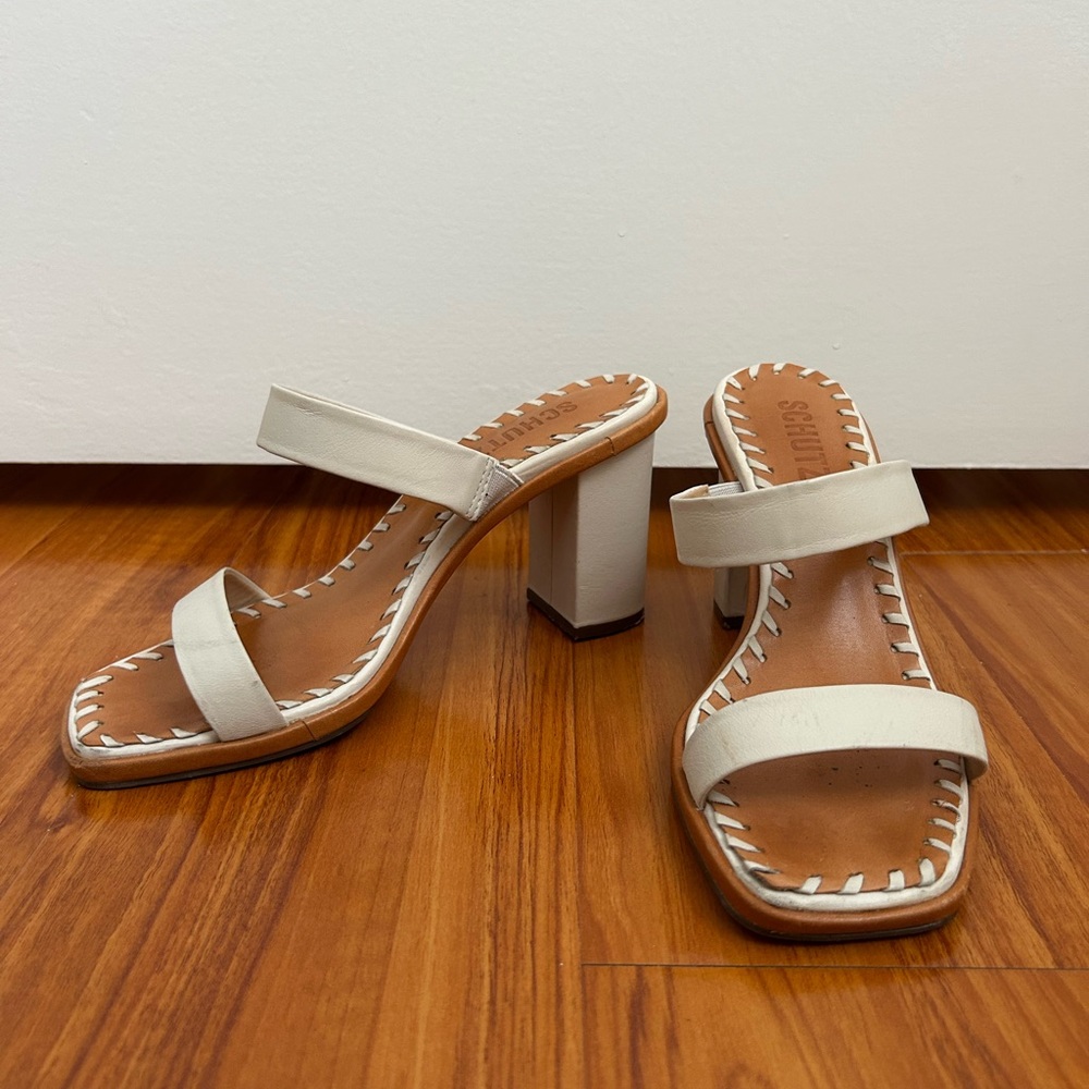 Cream Block Heel
